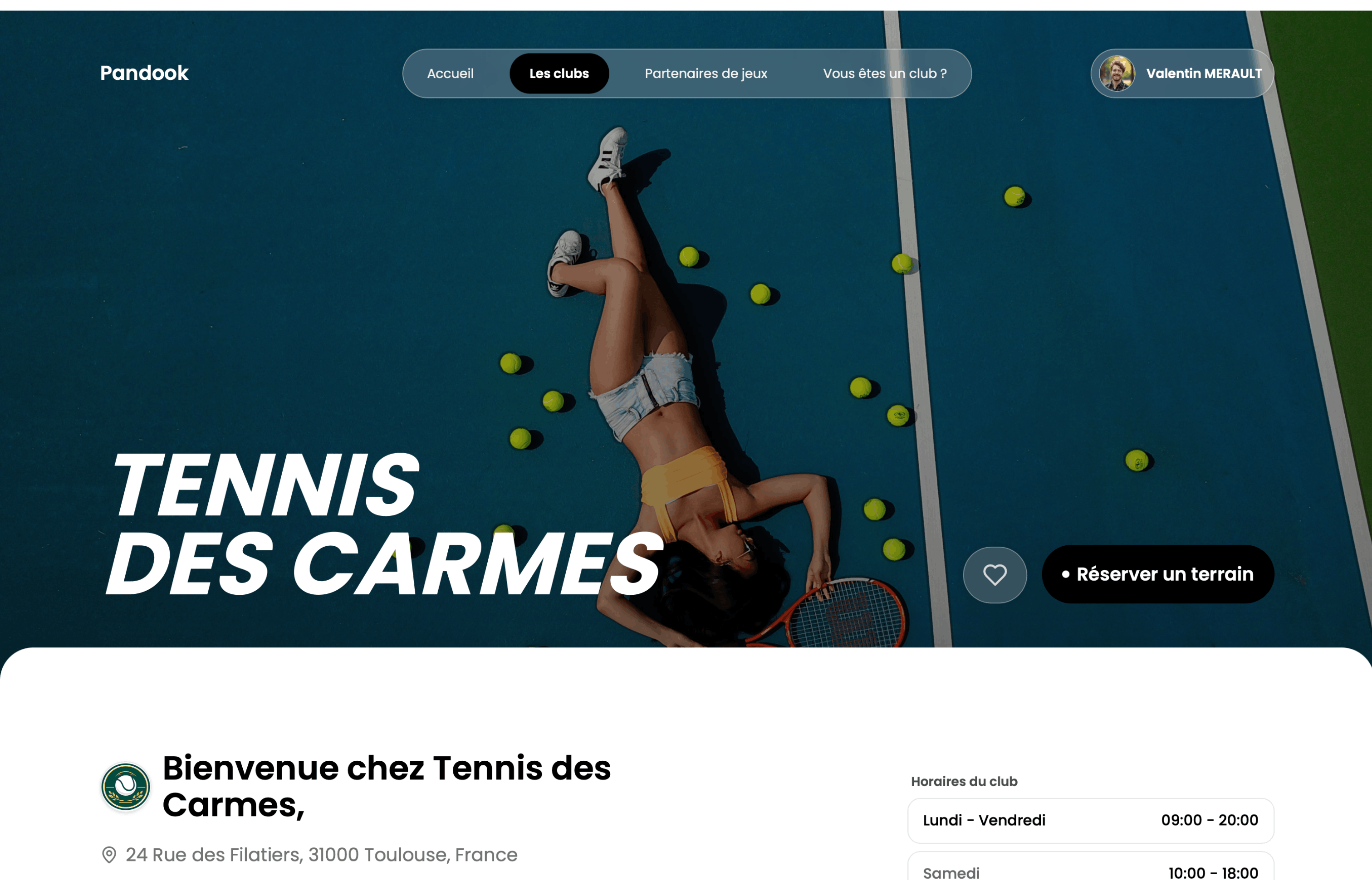 Interface web du club tennis